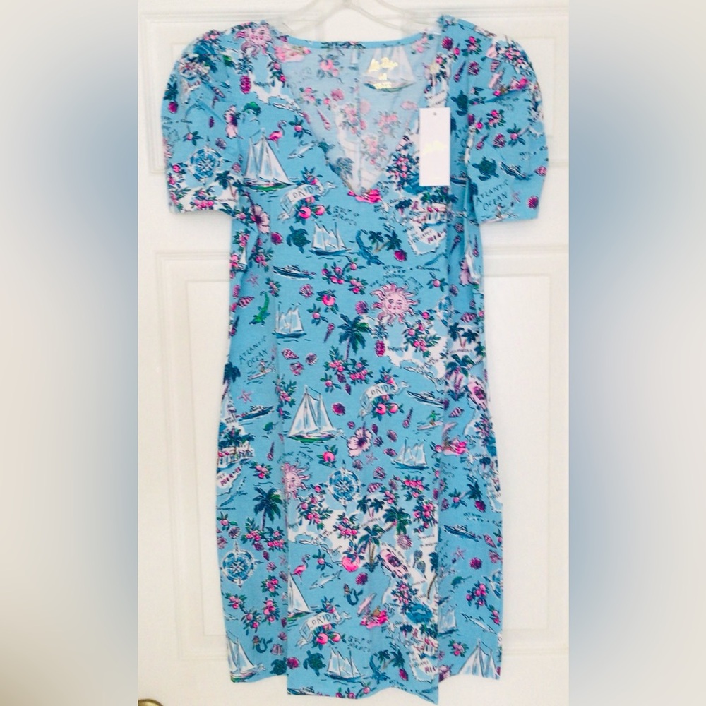 Lilly Pulitzer Aleece Dress-Amalfi Blue Lillys Roadtrip-Florida- NWT In Package - Picture 10 of 11